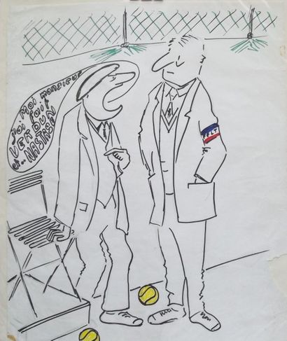 Dessin original, humoristique, au feutre,...