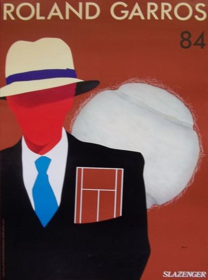 RAZZIA. Affiche Roland-Garros 1984. Tirage...
