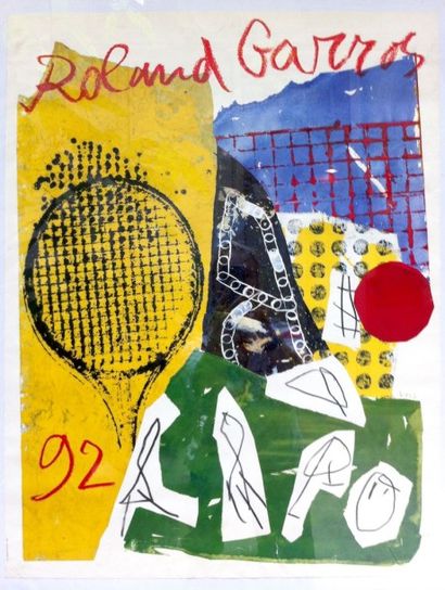 VOSS. Affiche Roland Garros 1992. 74x57c...