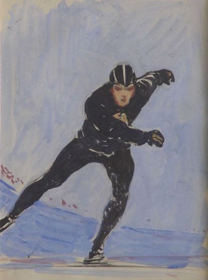 PATINAGE
Le Patineur de Vitesse. 
Gouache...