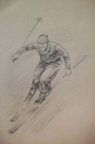 SPORTS D'HIVER
Patineur et skieur. 
Deux...