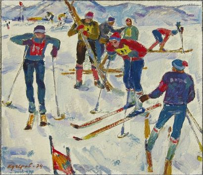 Préparation de la course de slalom