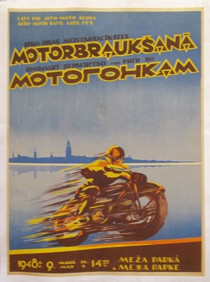 Affiche pour les motos Brauksana. 1948. 86x62cm....