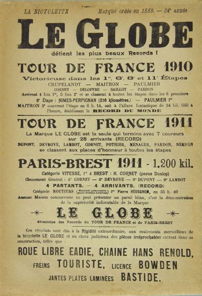Affichette publicitaire pour la bicyclette...