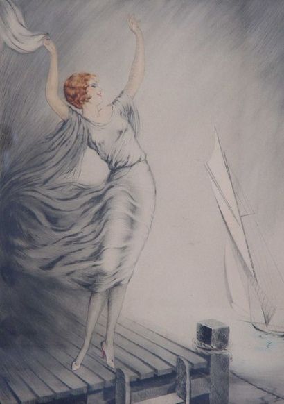 Lithographie couleurs de Watson, contresignée...