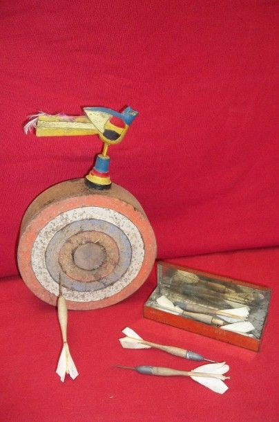 Boîte métalique de jeu de fléchettes, de...