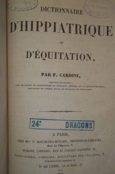 CARDINI (F.). Dictionnaire d'hyppiatrique...