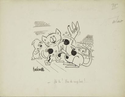 BARBEROUSSE. Dessin original humoristique,...