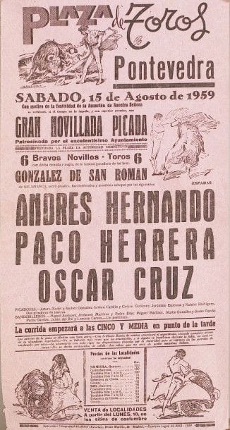 Affichette pour la Corrida de Pontevedra...