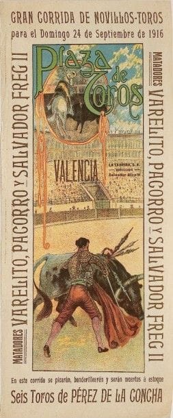 Affichette pour la Corrida de Valencia du...