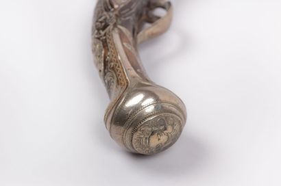 Pistolet à silex niellé fil argent - canon...