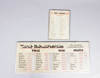 Deux tableaux de présentation des prix de...
