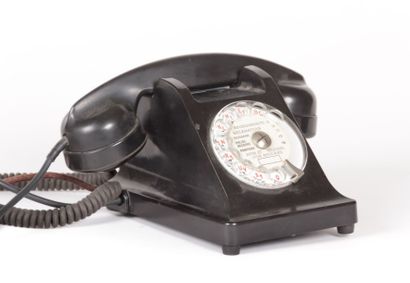 Téléphone PTT 330-1 en bakelite noir et son...