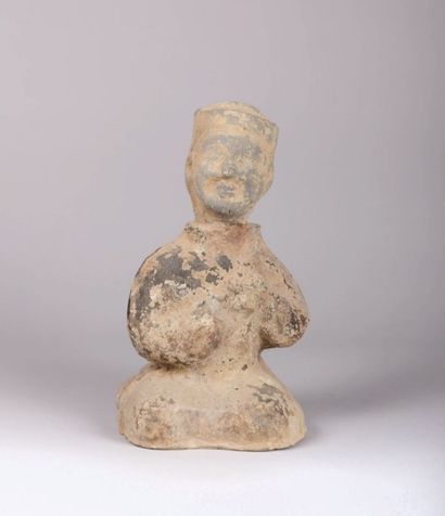 CHINE

Sculpture en terre cuite polychrome,...