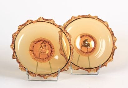 Paire de coupes montées en verre soufflé...