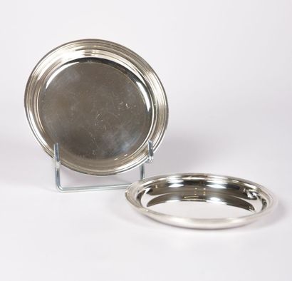 Paire de dessous de bouteille en argent,...