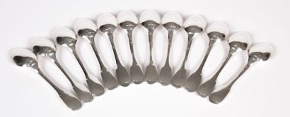 Douze cuillères à moka en argent, modèle

uniplat....