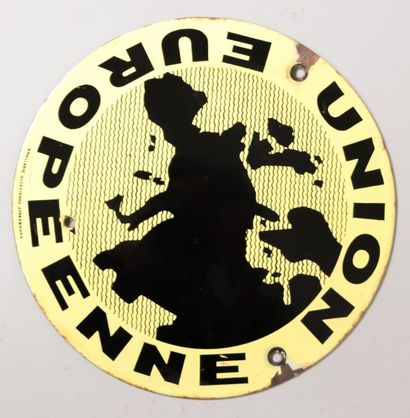 Plaque émaillée de forme ronde marquée 