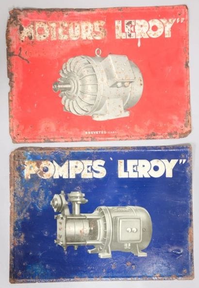 Lot de deux plaques en tôle lithographiées...