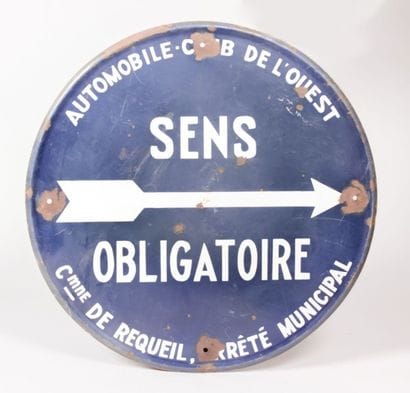 Plaque émaillée de forme ronde marquée 