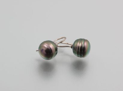 Paire de boucle d'oreilles en argent ornées...