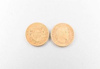 Lot de deux pièces de 10 Frcs or Napoléon...