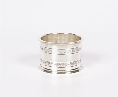 Rond de serviette en argent de forme ronde,...
