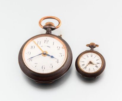 Montre de gousset en acier, le cadran émaillé...