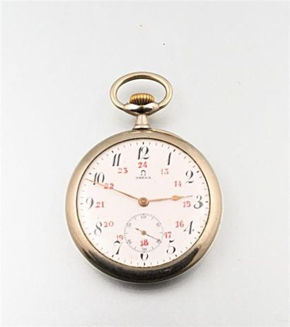 Montre de gousset Omega en métal argenté,...