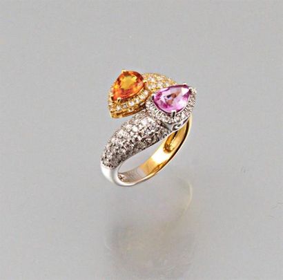 Bague vous et moi en or de deux tons ornée...