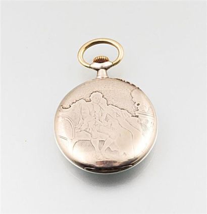 Montre de gousset en argent, le cadran émaillé...