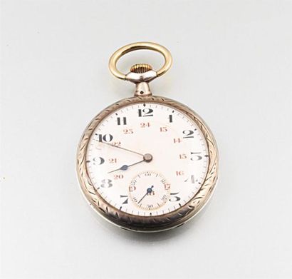 Montre de gousset en argent, le cadran émaillé...