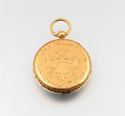 Montre de gousset en or, le cadran éamaillé...