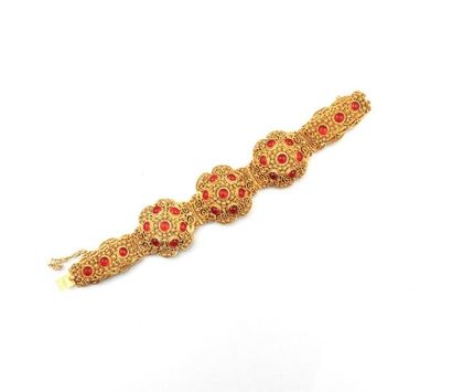 Bracelet articulé en argent doré orné de...