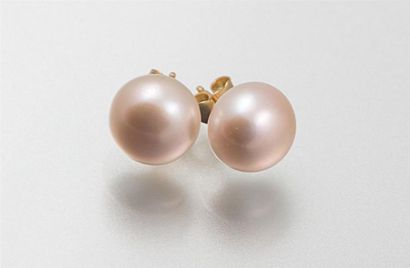 Paire de boutons d'oreille en or jaune ornés...