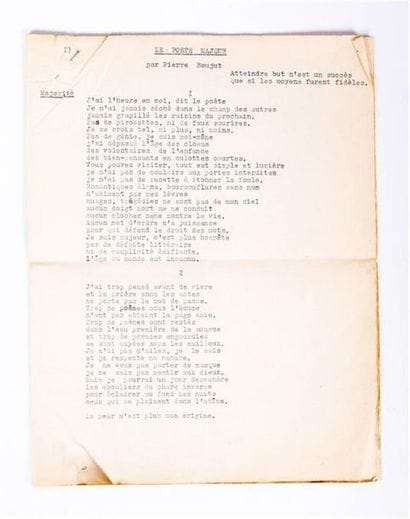Tapuscrit de Pierre BOUJUT (poéte charentais)
Le...