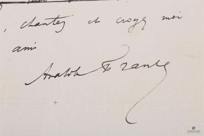 FRANCE Anatole (1844-1924)
Lettre autographe...