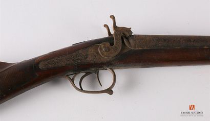 Fusil de chasse à percussion, canons en table,...