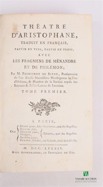 POINSINET DE SIVRY - Théatre d'Aristophane...