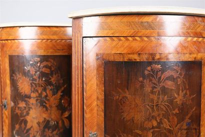 Paire d'encoignures en bois naturel et bois...