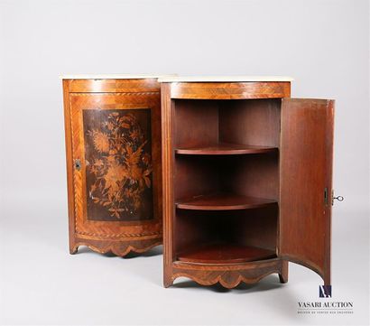 Paire d'encoignures en bois naturel et bois...