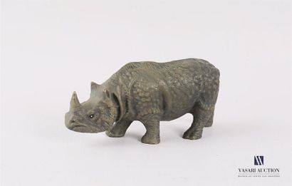 Sujet en bronze peint figurant un rhinocéros.
Long....