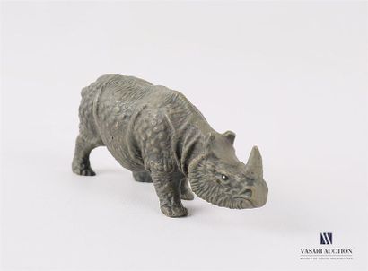 Sujet en bronze peint figurant un rhinocéros.
Long....