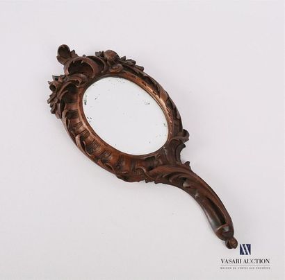 Miroir face à main en bois mouluré et sculpté...