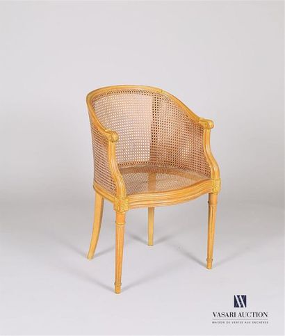 Fauteuil de bureau en bois naturel mouluré...