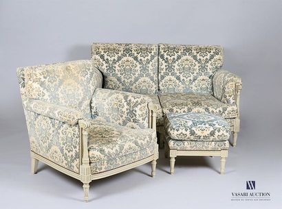Mobilier de salon en bois naturel mouluré,...