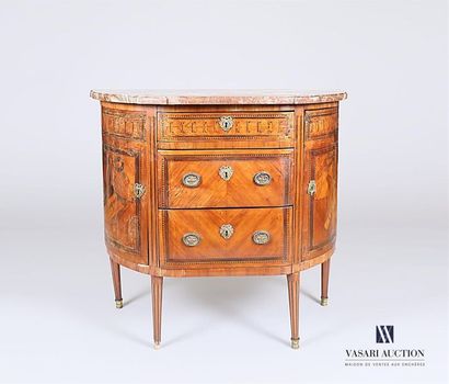 Commode demi-lune en bois de placage à décor...
