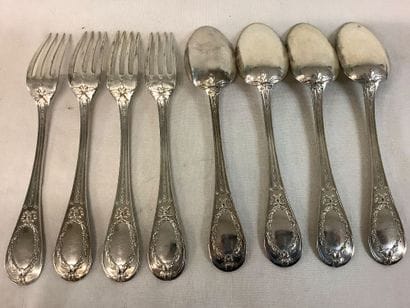 Argent: partie de ménagère en argent poinçon...