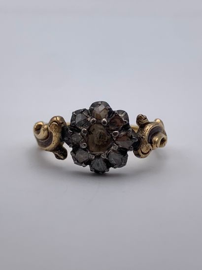 Bague en or jaune 750 millièmes et argent...