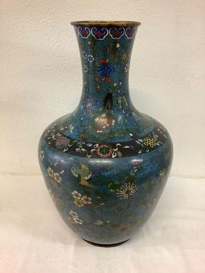 Grand vase cloisonné style asiatique, quelques...